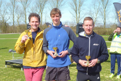 Jacob Hussey, Peter Hogben, Steve Hobbs winning the men's team prize at the Canterbury 10k.